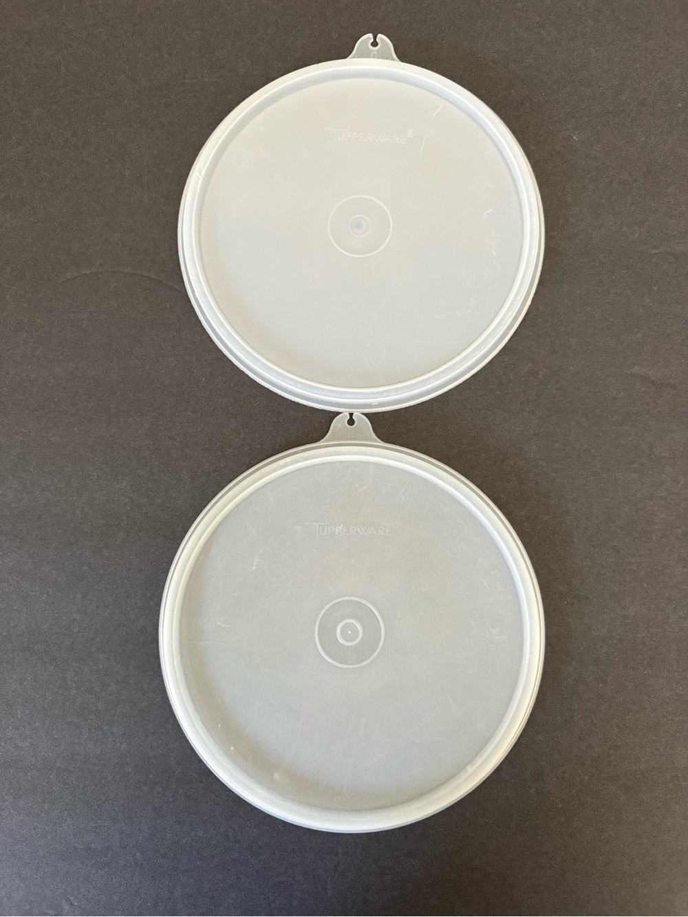 Tupperware Round 6.5β Lids 227-21 127-85 clear set of two